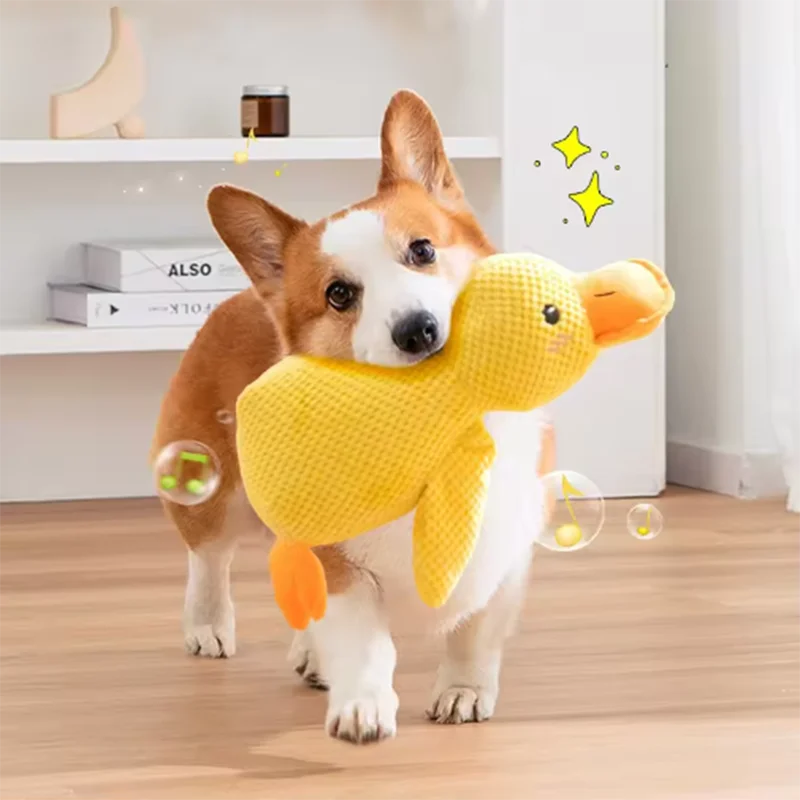 Plush yellow duck dog toy – photo 3