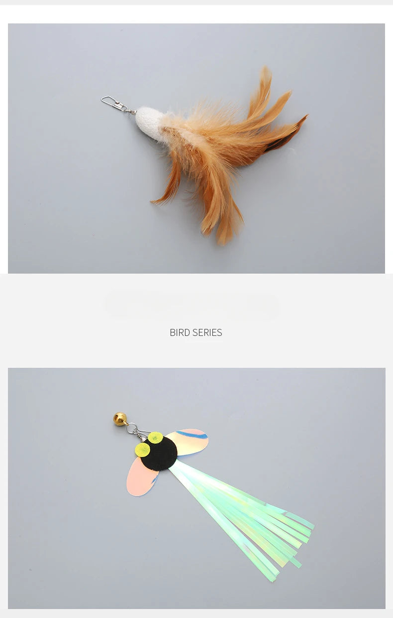 Assorted feather and plush cat teaser wand replacement heads – photo 10