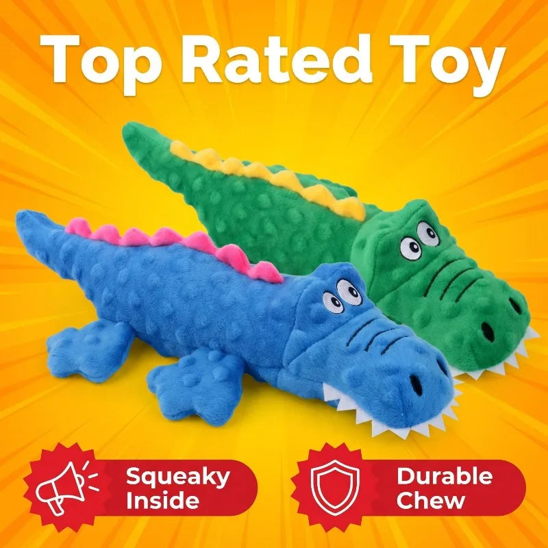 Soft squeaky plush crocodile dog toy