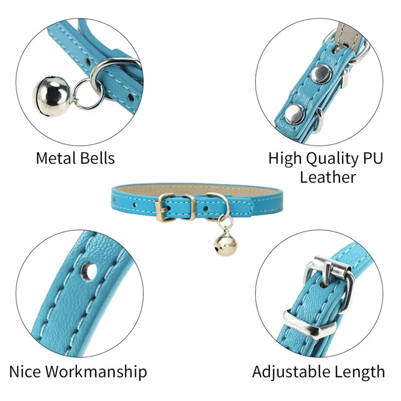 Adjustable PU leather collar for cats and small dogs – photo 7