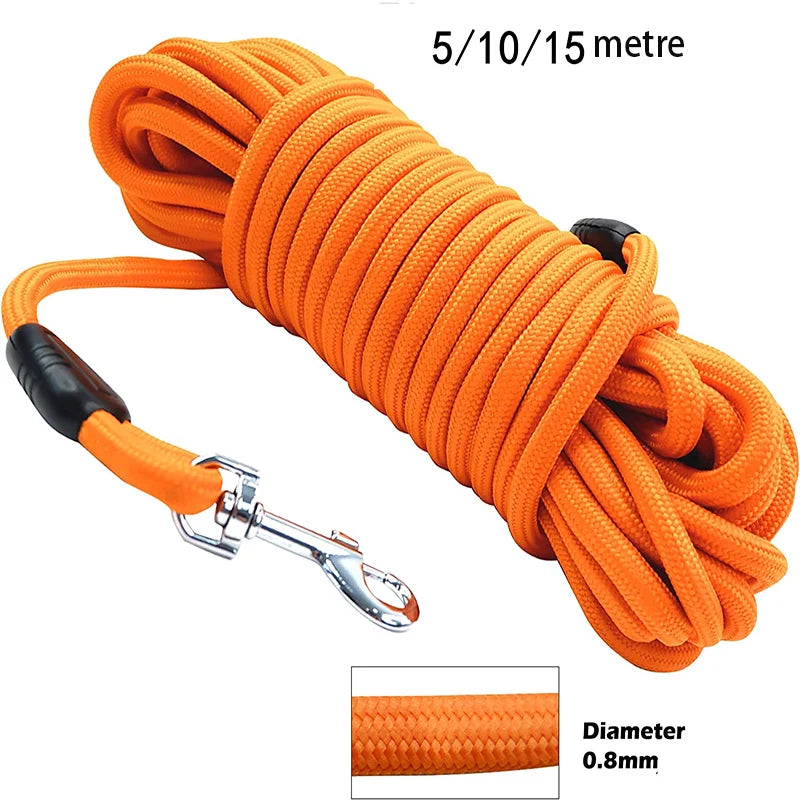 Long nylon recall training lead for dogs