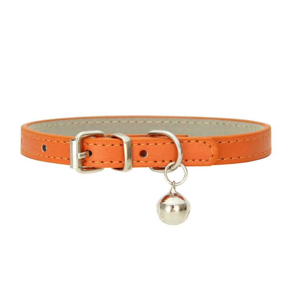 Adjustable PU Leather Collar for Cats & Small Dogs