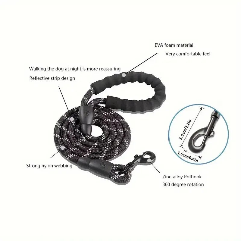 Reflective nylon dog lead with padded handle – photo 2