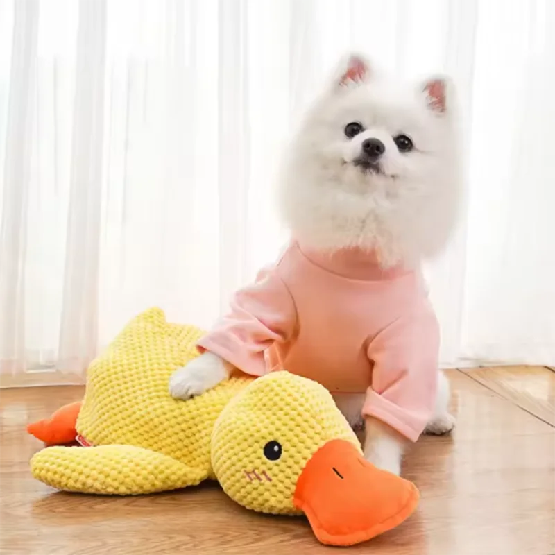 Plush Yellow Duck Squeaky Dog Toy