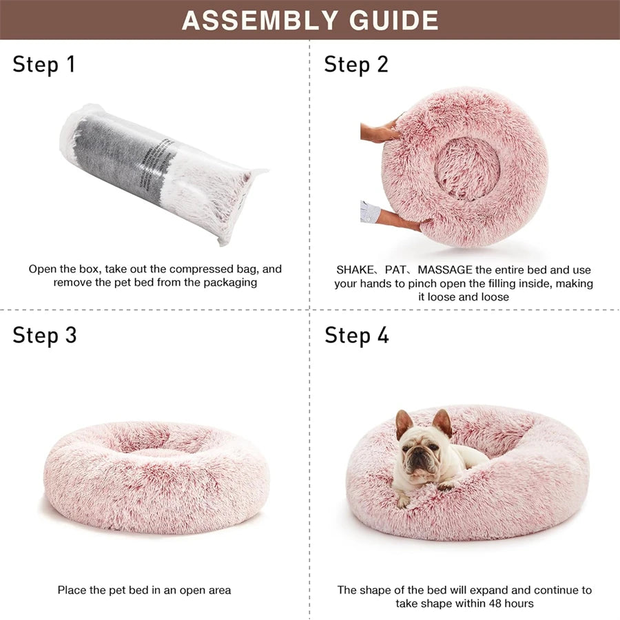 Round plush donut bed for cats and dogs – photo 10