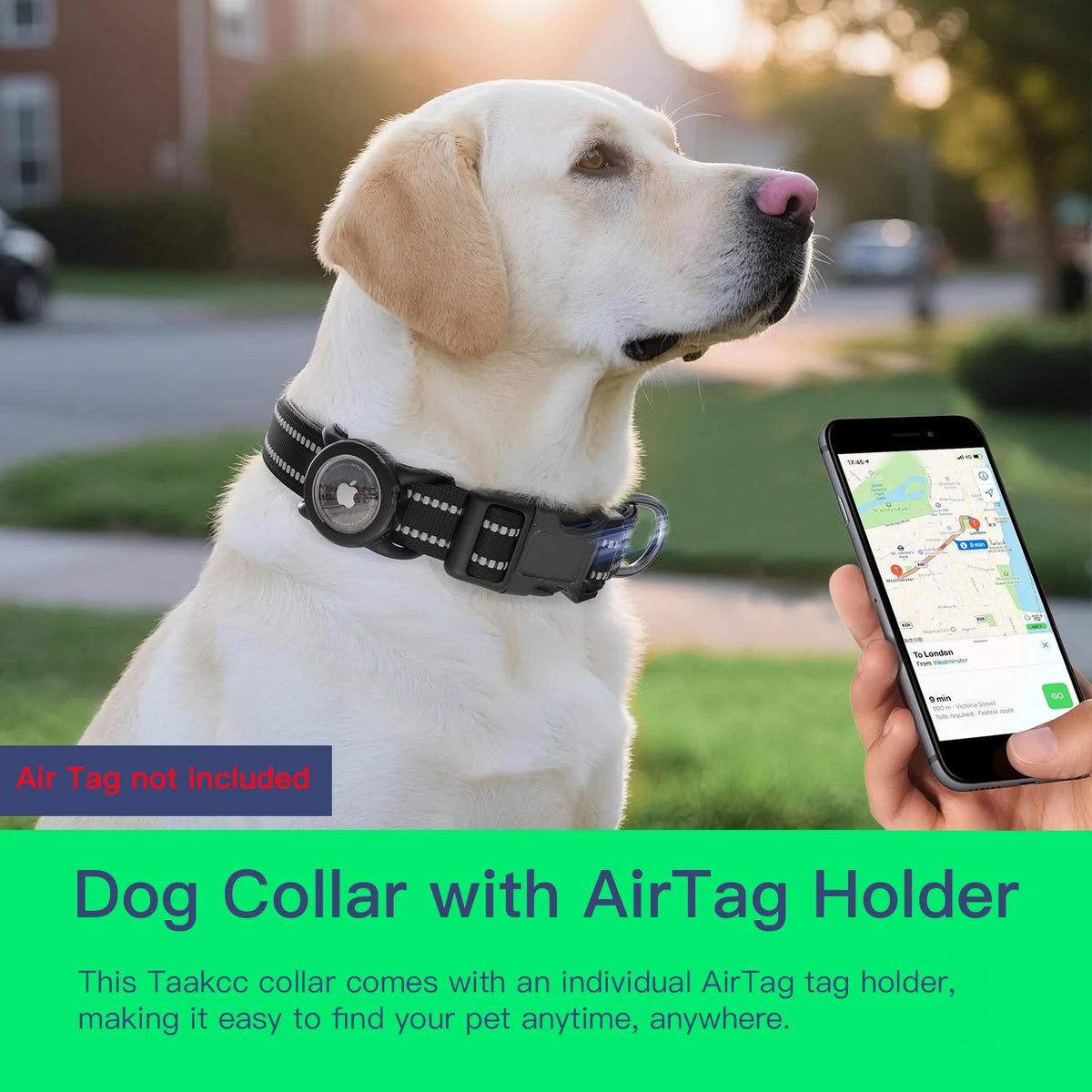 Reflective Dog Collar with Tracker Holder – photo 4
