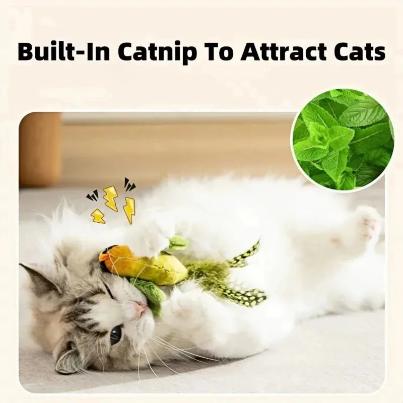 Chirping Bird Cat Toy with Elastic Rope
