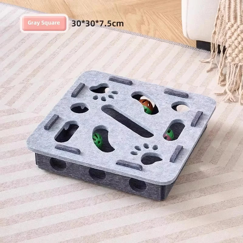 Felt Cat Puzzle Box with Play Ball