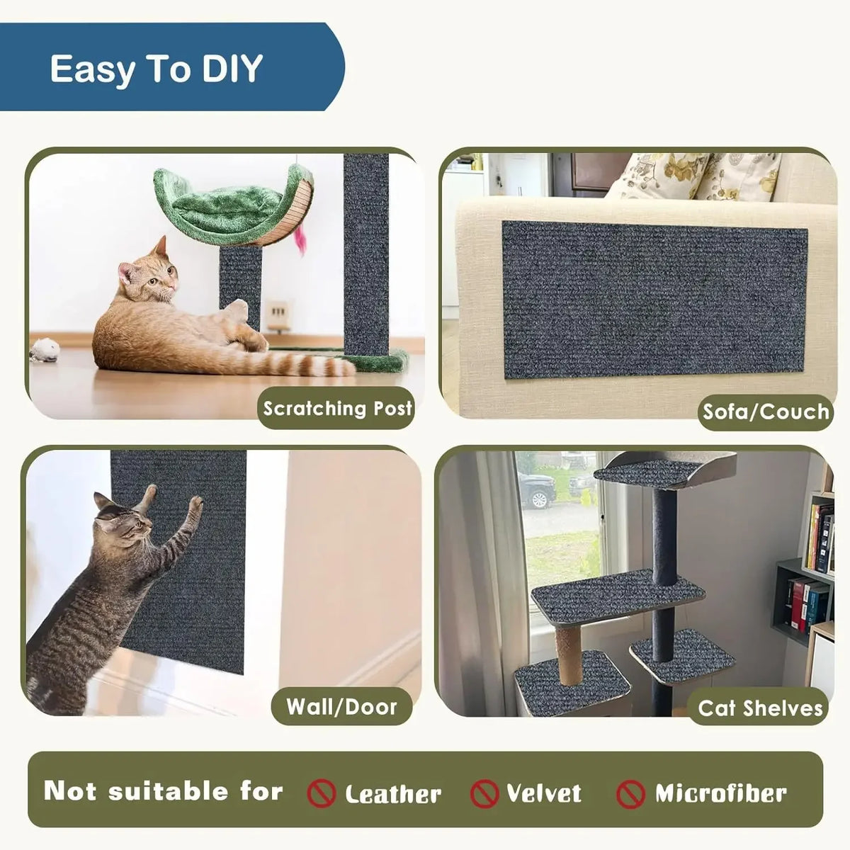 Self-adhesive cat scratching mat on a sofa corner – photo 9