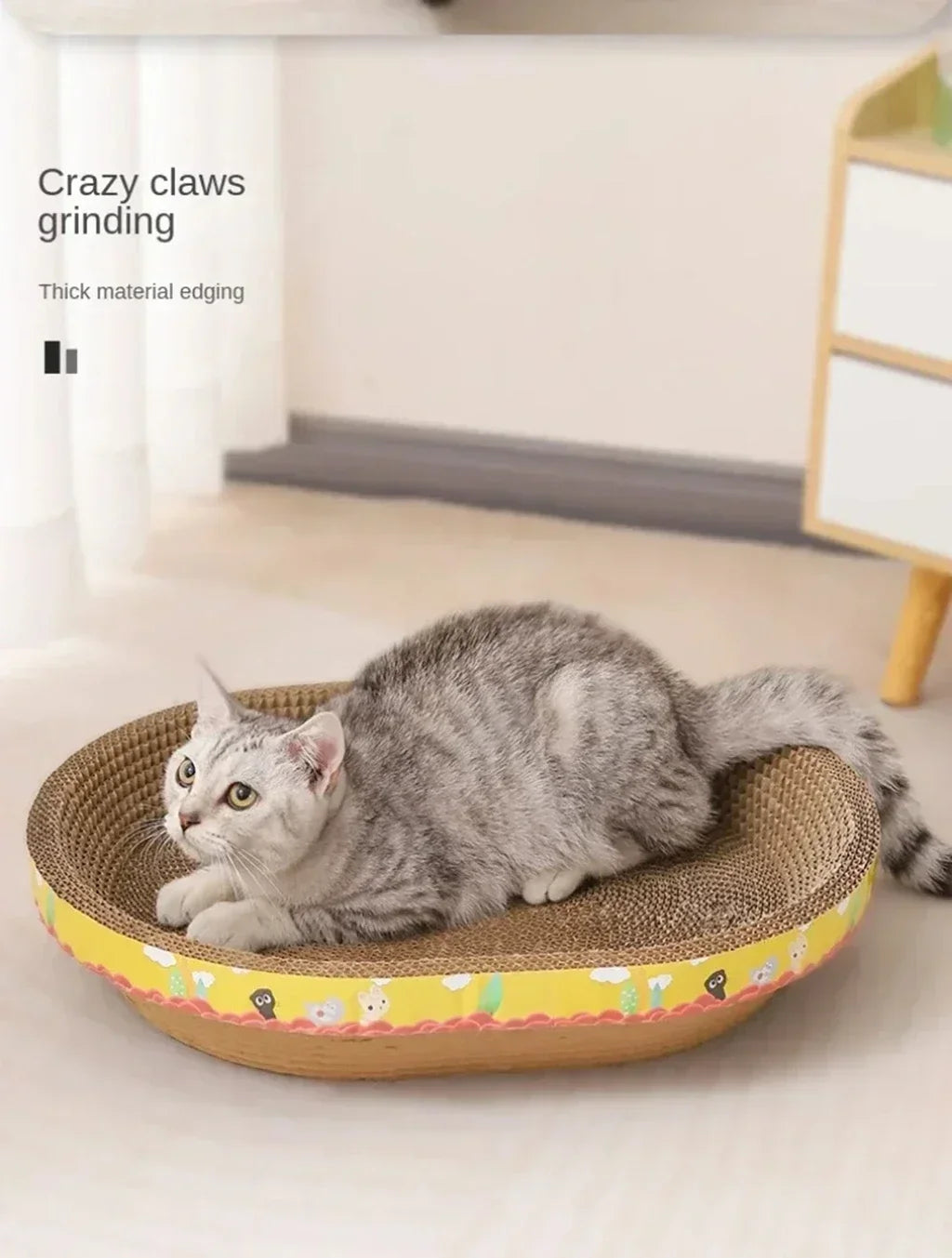Cat on an oval corrugated cardboard scratcher – photo 9