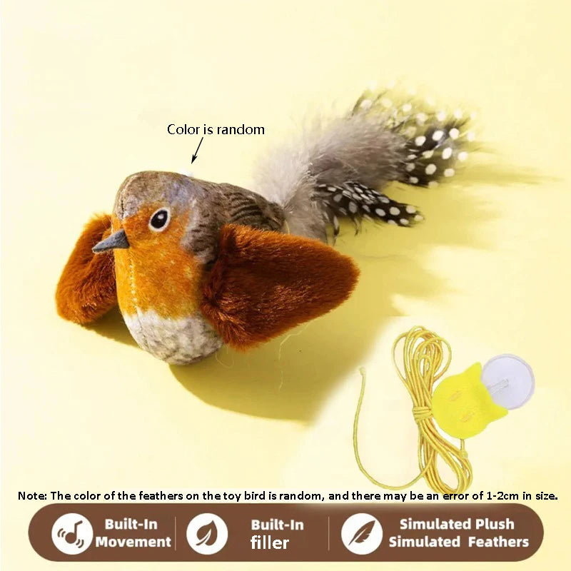Chirping Bird Cat Toy with Elastic Rope