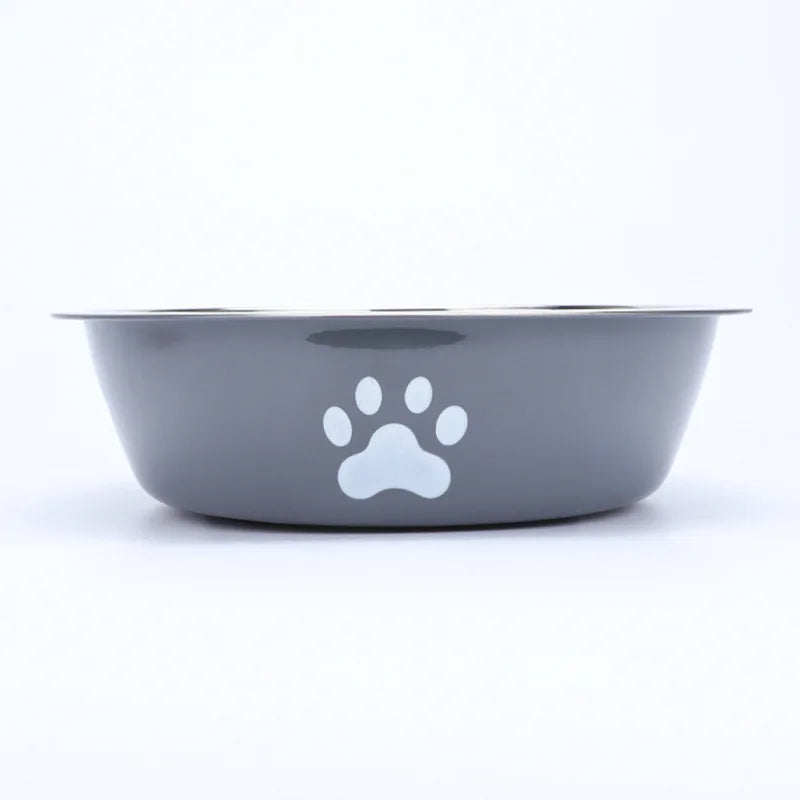 Stainless steel paw print pet bowl with silicone base – photo 10
