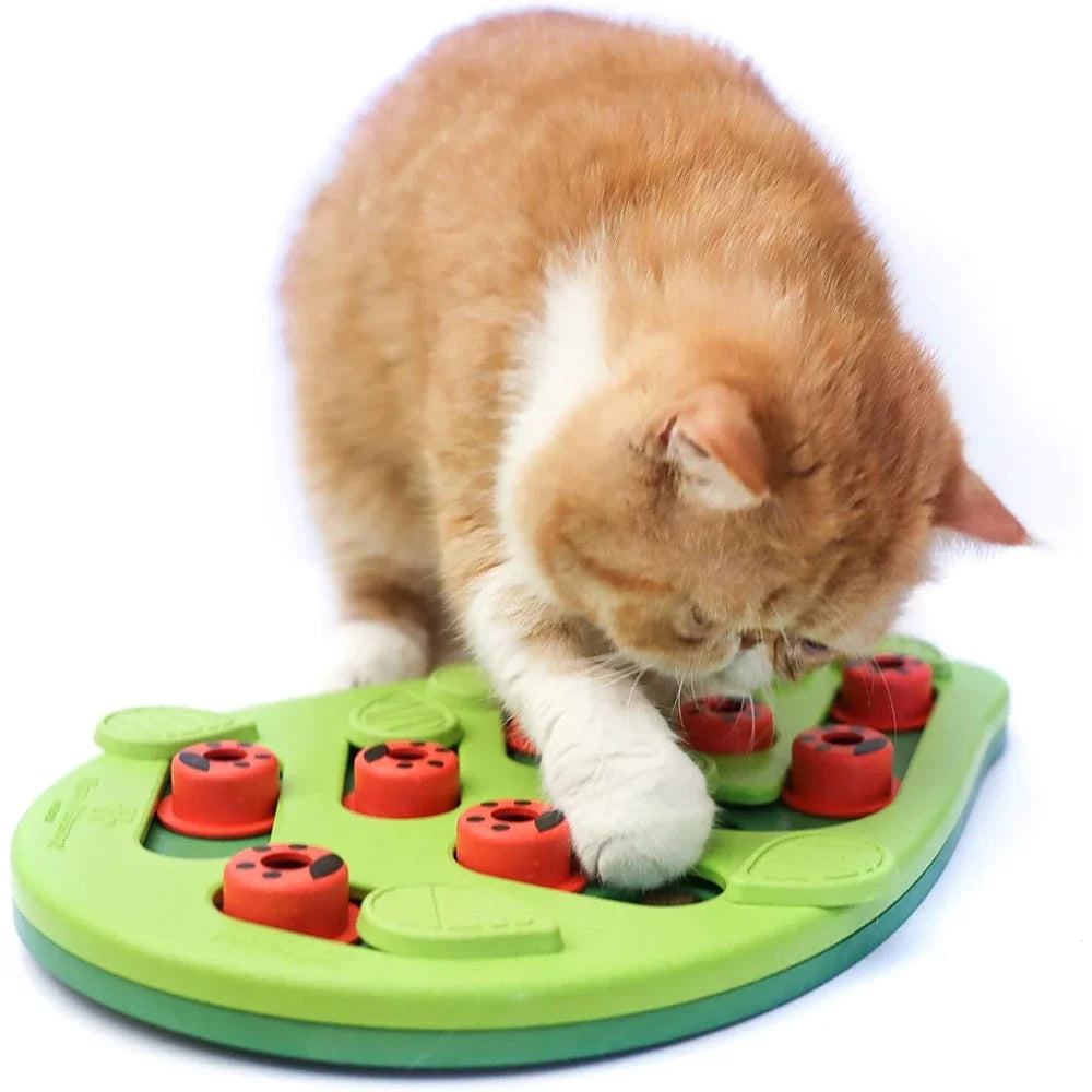 Green interactive treat puzzle feeder for cats – photo 5