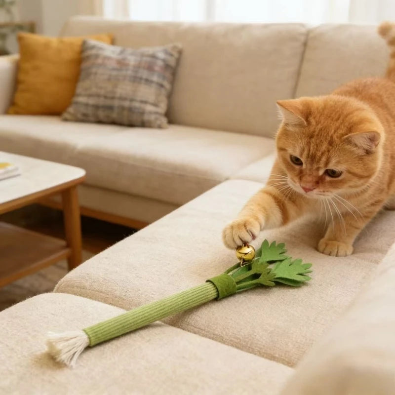 Green felt catnip chew stick cat toy – photo 5