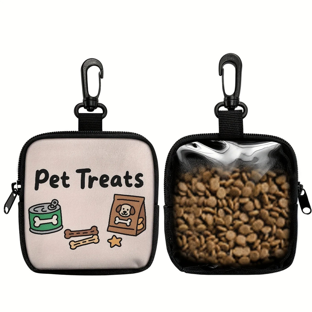 Dog Treat Pouch with Clear Window & Clip-On Hook