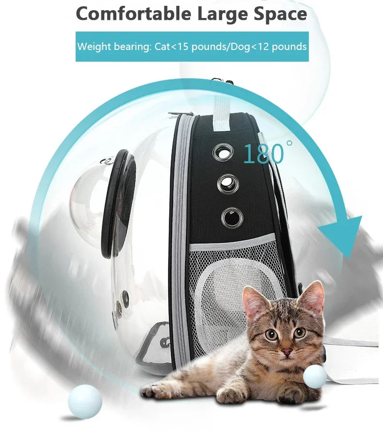 Black cat carrier backpack with clear bubble window – photo 8