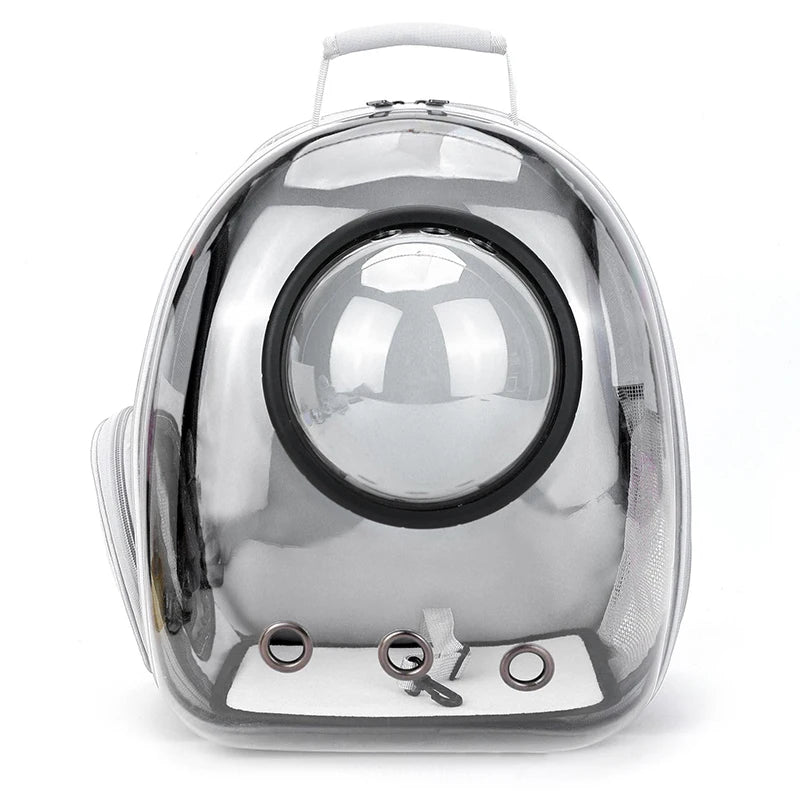 Grey clear bubble cat carrier backpack
