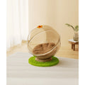 White space capsule cat bed with clear dome on a round stand