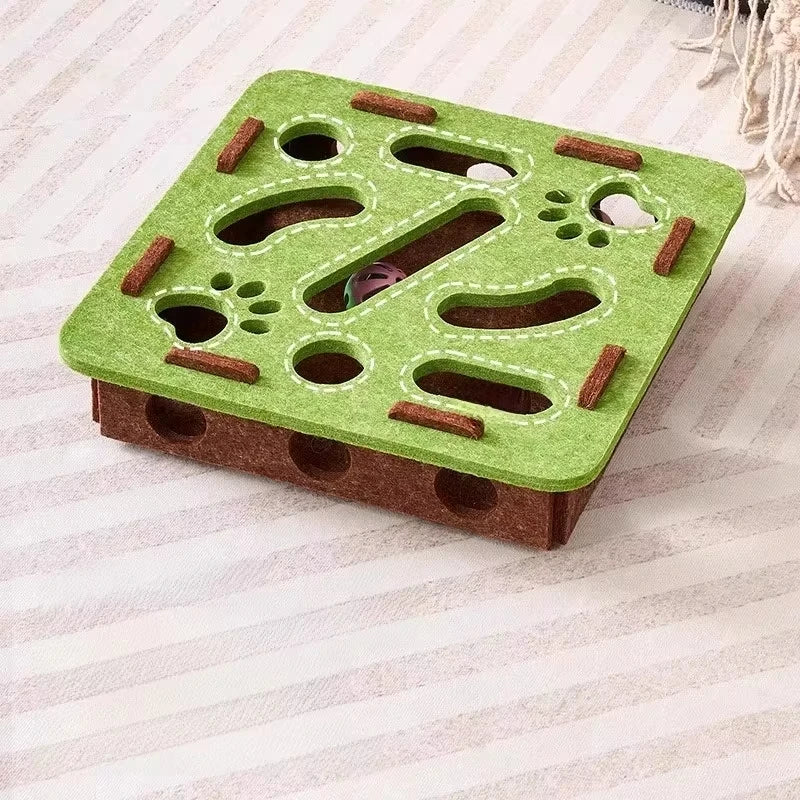 Felt cat puzzle box toy with a ball inside – photo 4