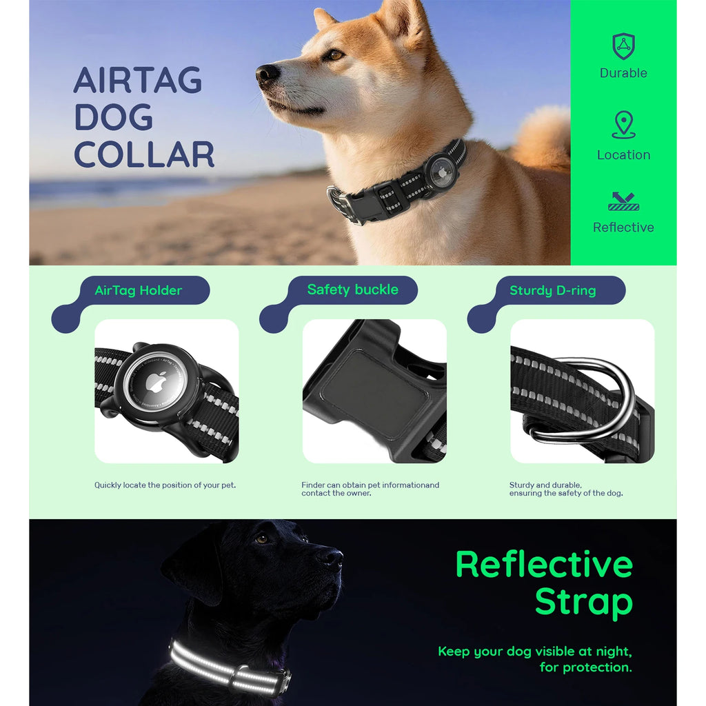 Reflective Dog Collar with Tracker Holder – photo 7