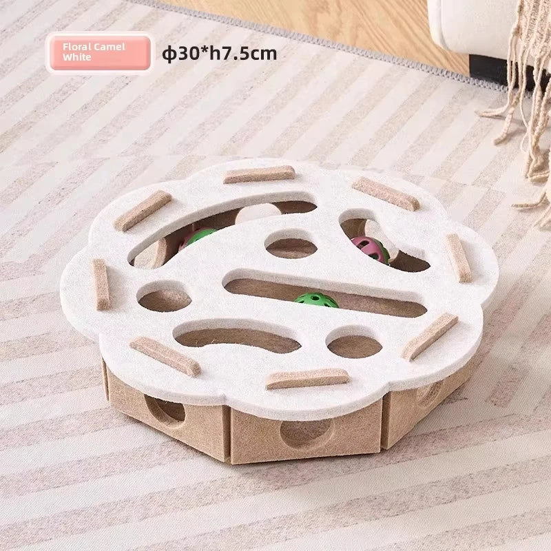 Felt Cat Puzzle Box with Play Ball
