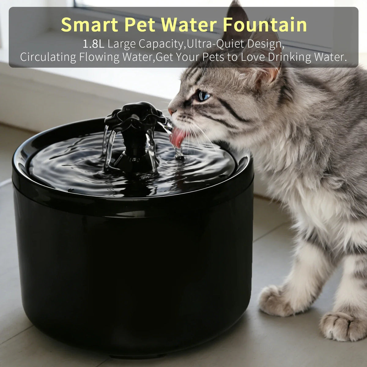 Compact 1.8L cat water fountain