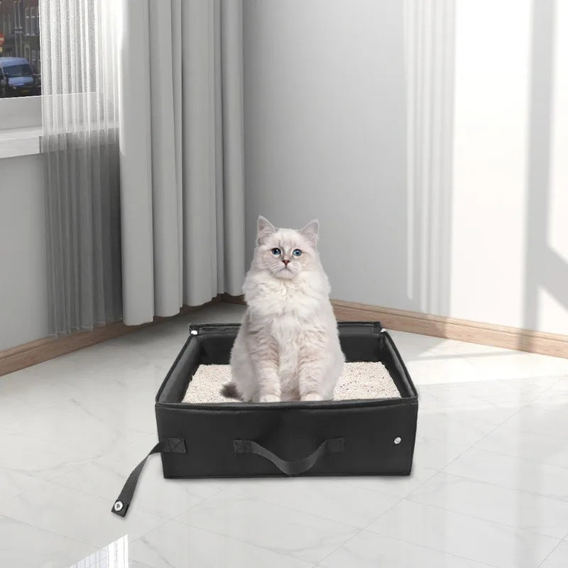 Black foldable travel litter box for cats – photo 7