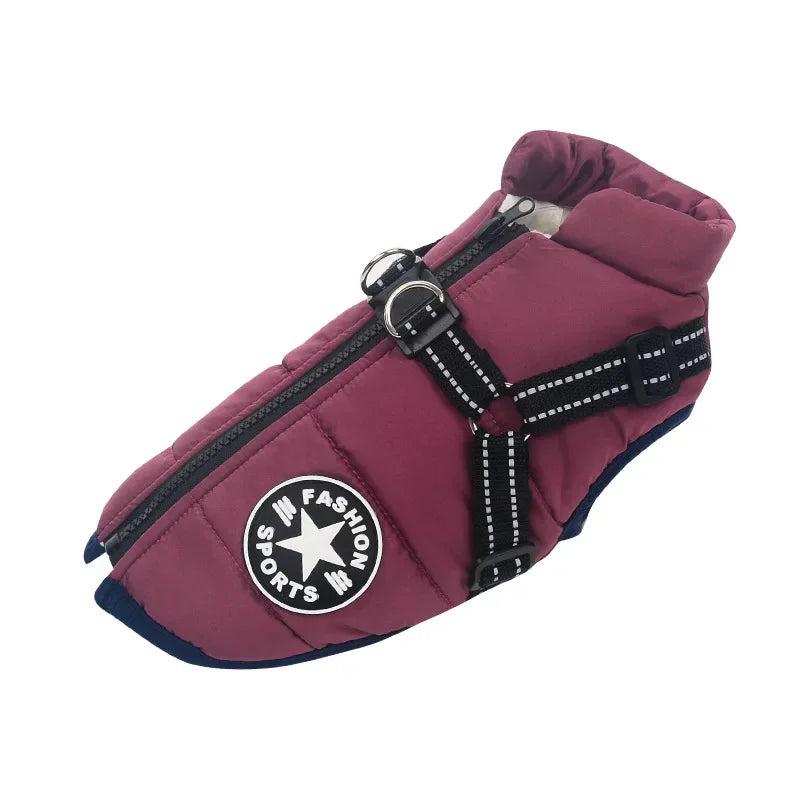 Waterproof winter dog coat with built-in harness – photo 12