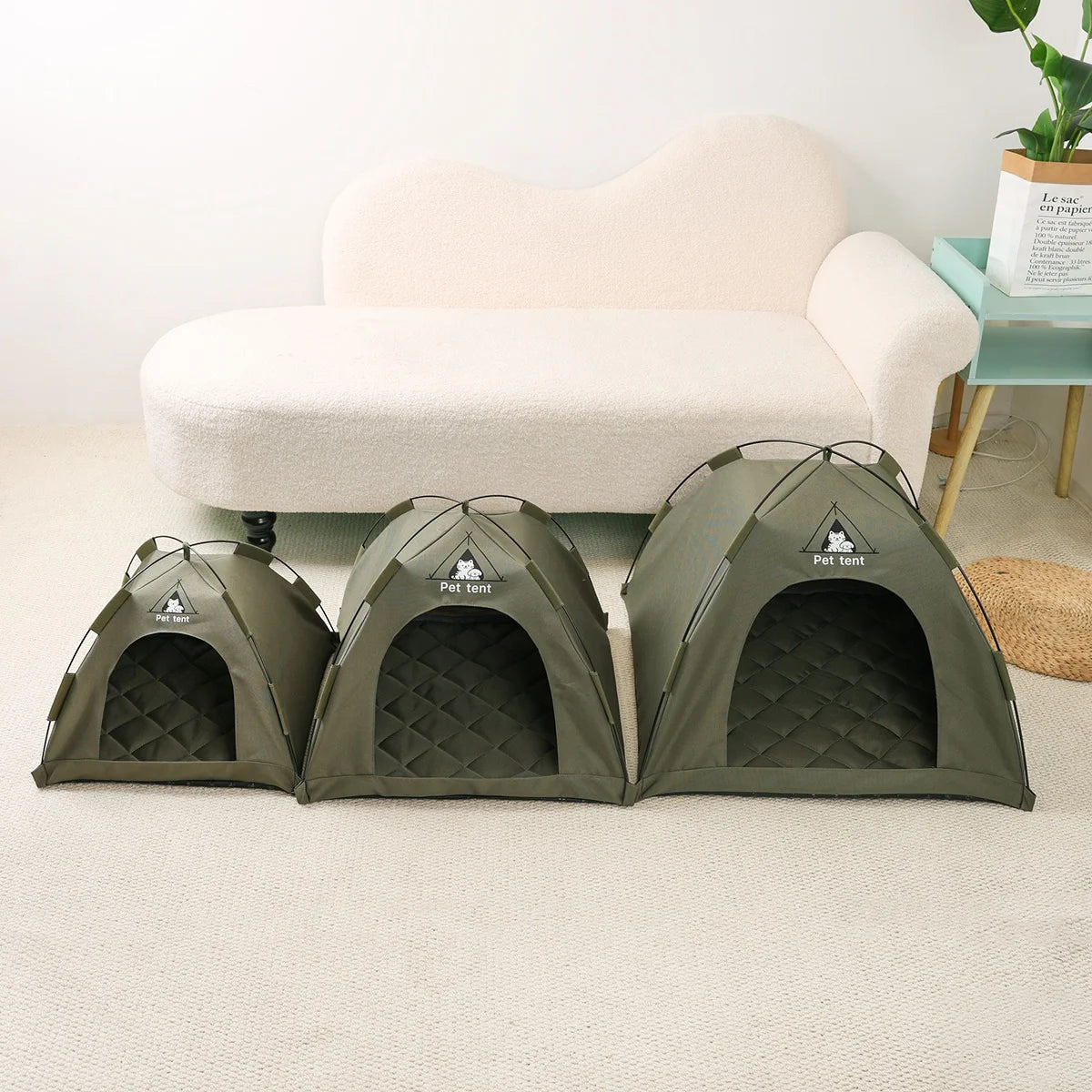 Pet teepee tent bed with a cat resting inside – photo 3