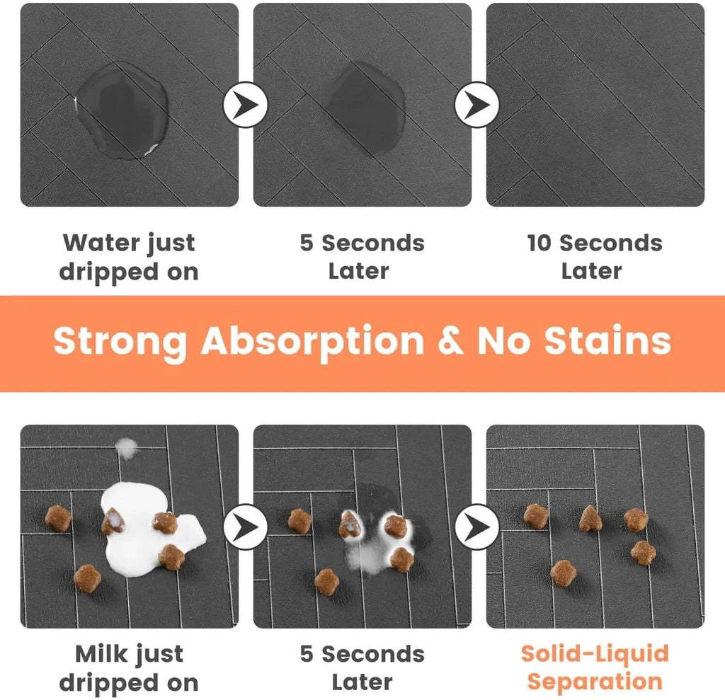 Absorbent pet feeding mat under food and water bowls – photo 2