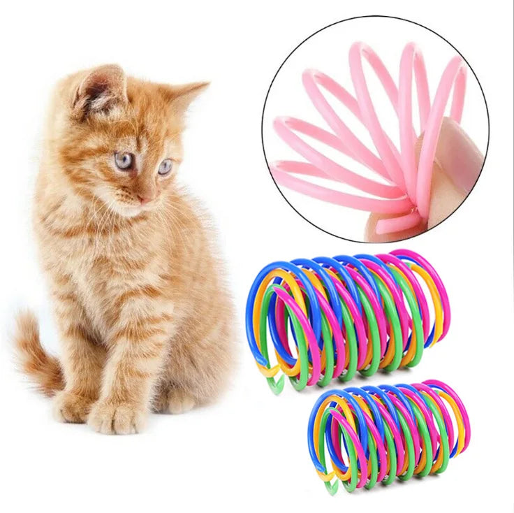 Colourful spiral spring cat toys