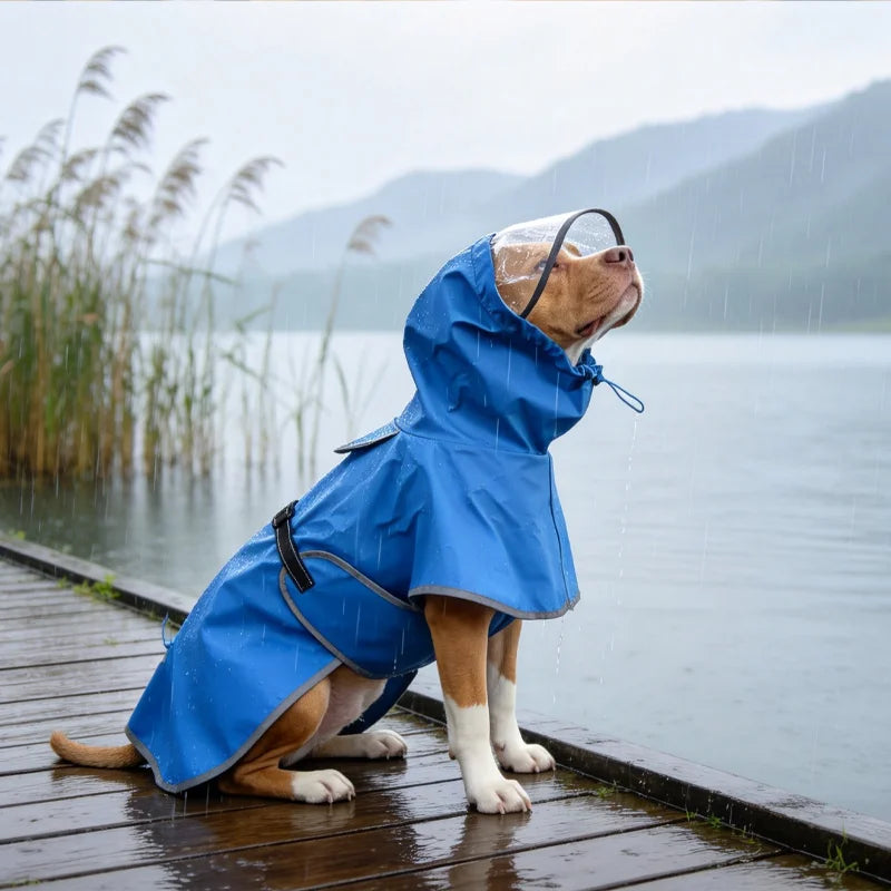 Hooded Waterproof Raincoat for Medium & Large Dogs