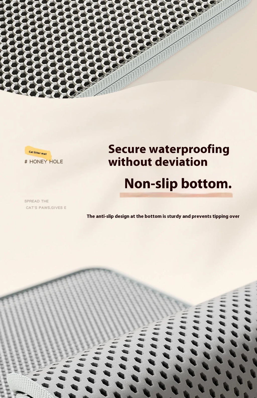Two-Layer Cat Litter Mat with Waterproof Base