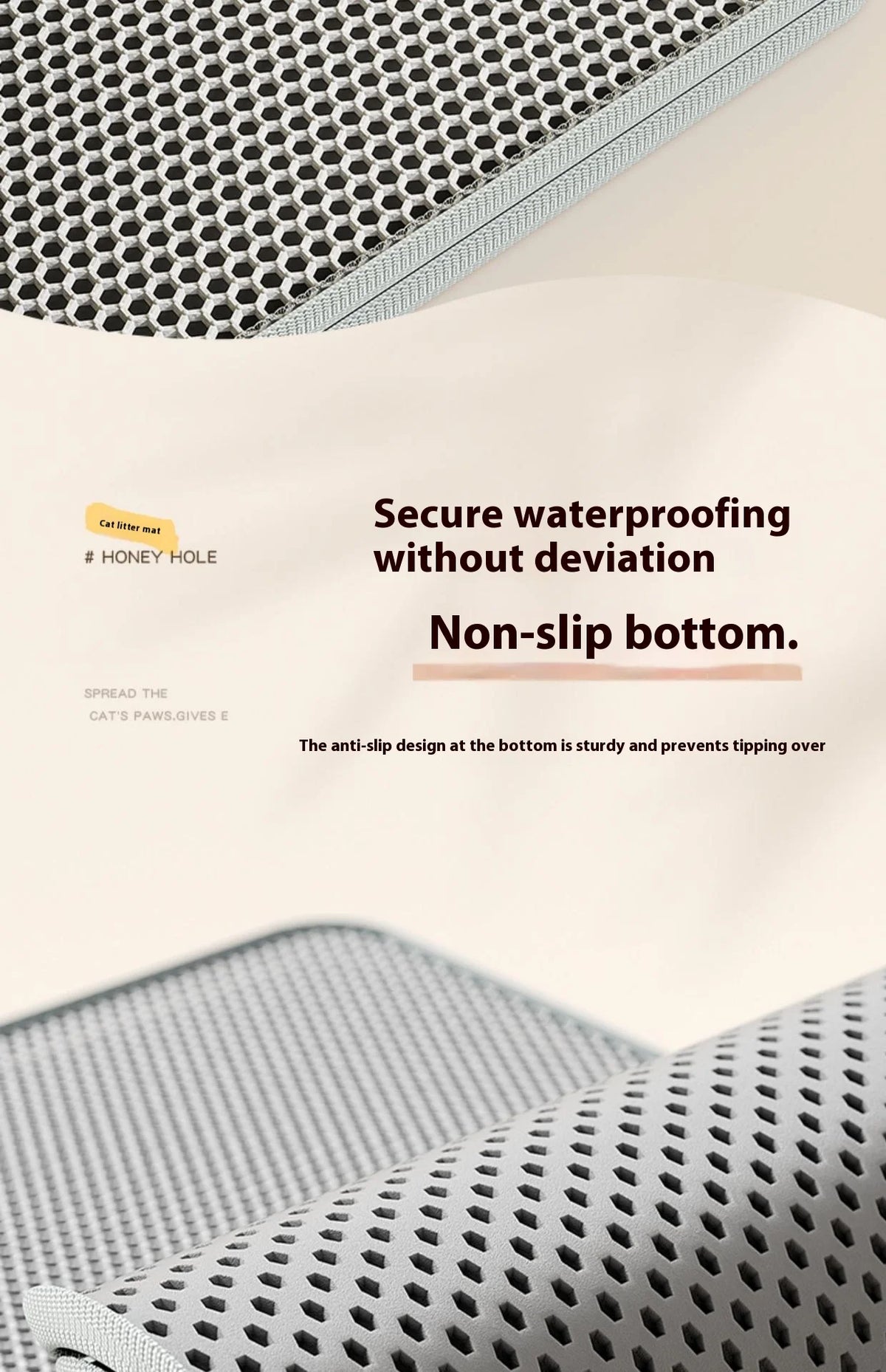 Two-Layer Cat Litter Mat with Waterproof Base