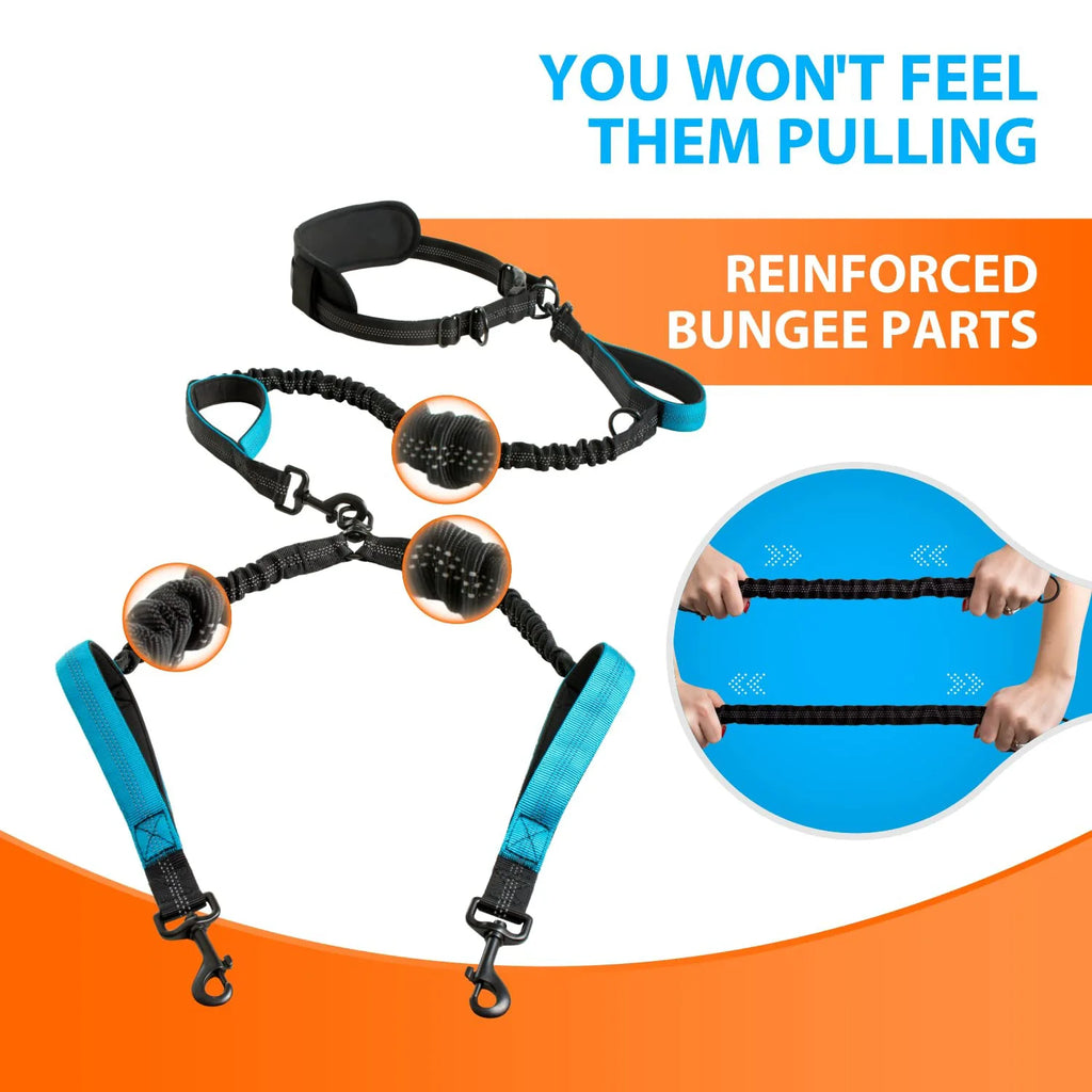 Hands-free double dog lead with padded handles – photo 3