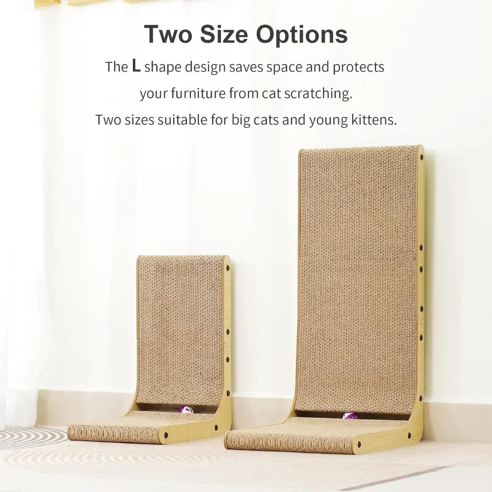 L-shaped cardboard cat scratcher