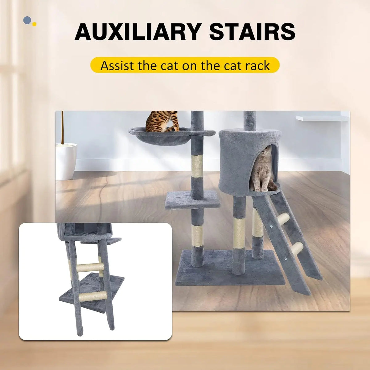 140cm Cat Tree with Condo, Hammock & Sisal Posts