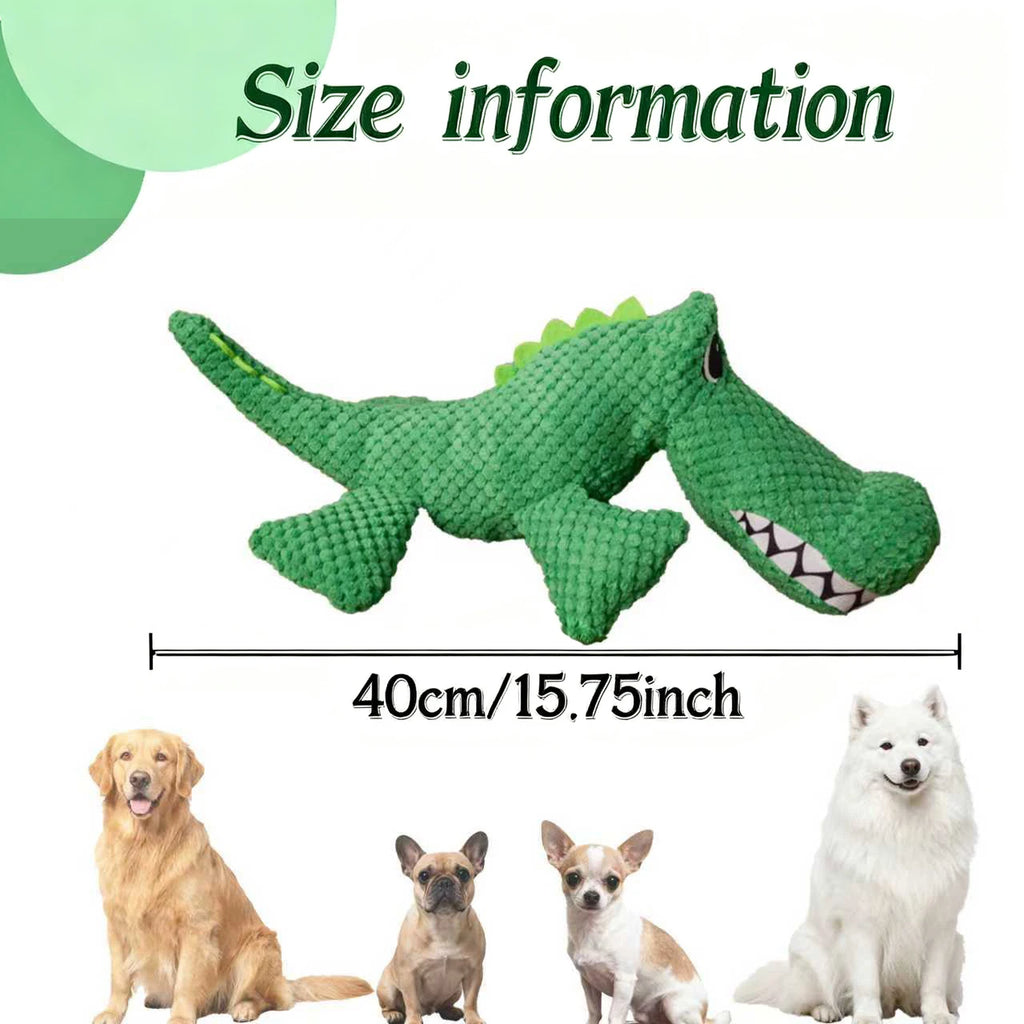 Green squeaky crocodile plush toy for dogs and cats – photo 5