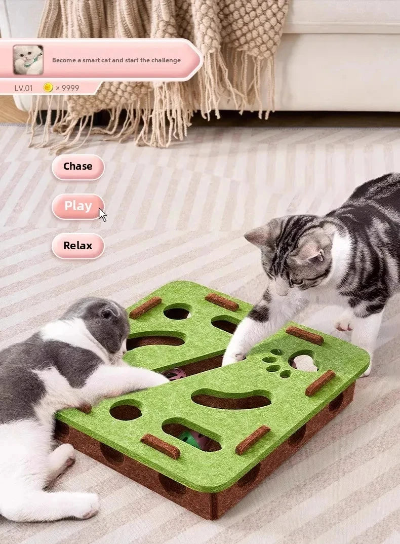 Felt cat puzzle box toy with a ball inside – photo 6
