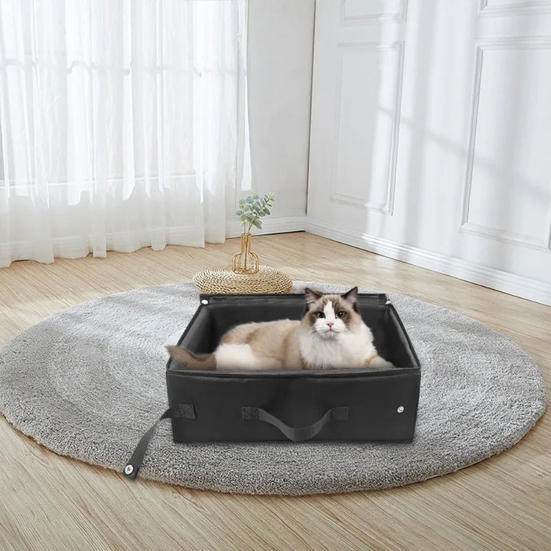 Black foldable travel litter box for cats – photo 4