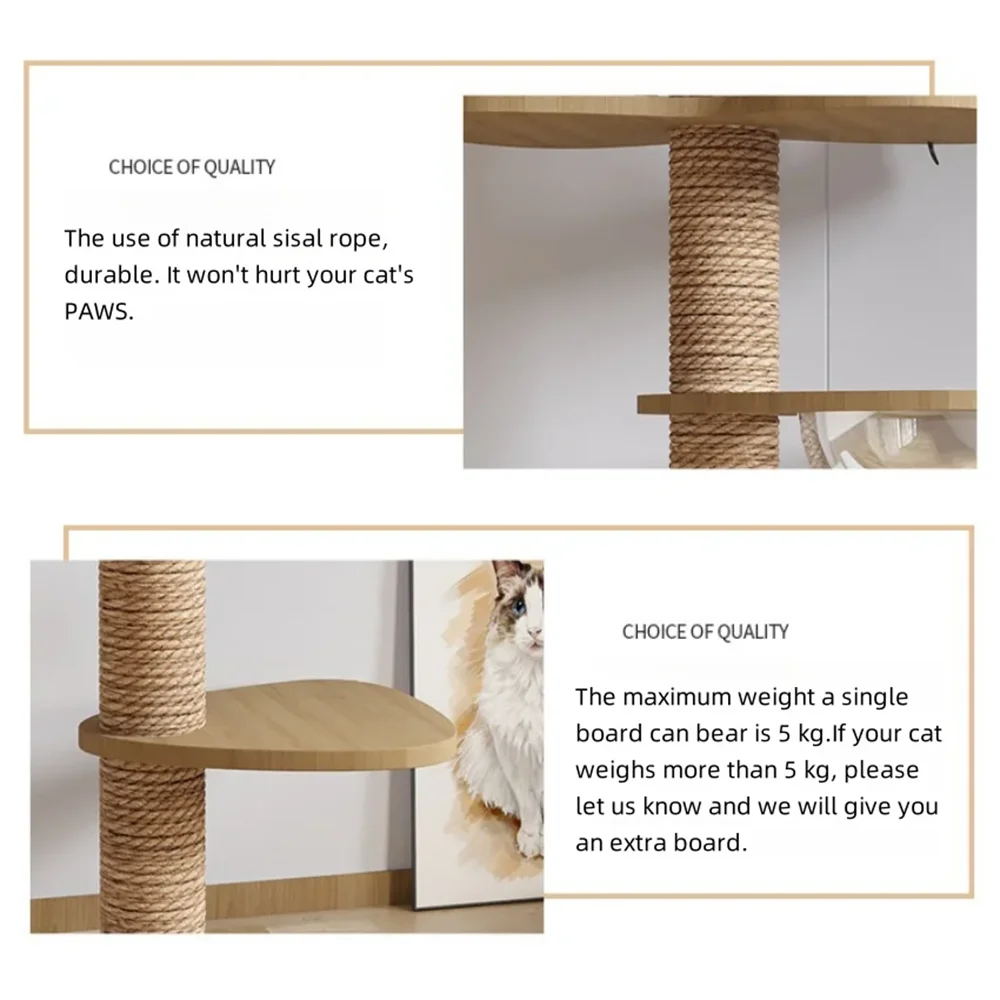 Tall adjustable floor-to-ceiling cat tree with platforms and hammock – photo 10