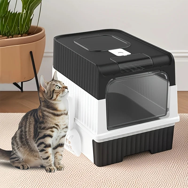 Enclosed cat litter box with pull-out drawer and scoop – photo 4