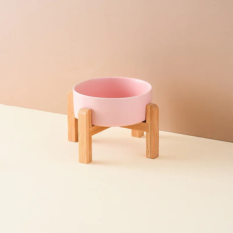 Ceramic pet bowl on a raised bamboo stand – photo 8
