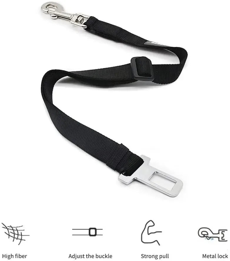Adjustable nylon dog car seat belt lead with clip – photo 2