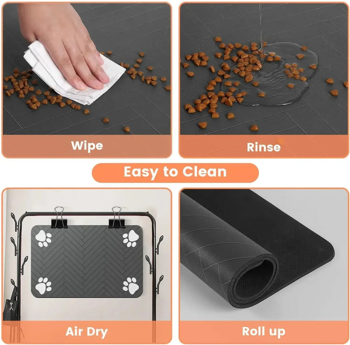 Absorbent pet feeding mat under food and water bowls – photo 4