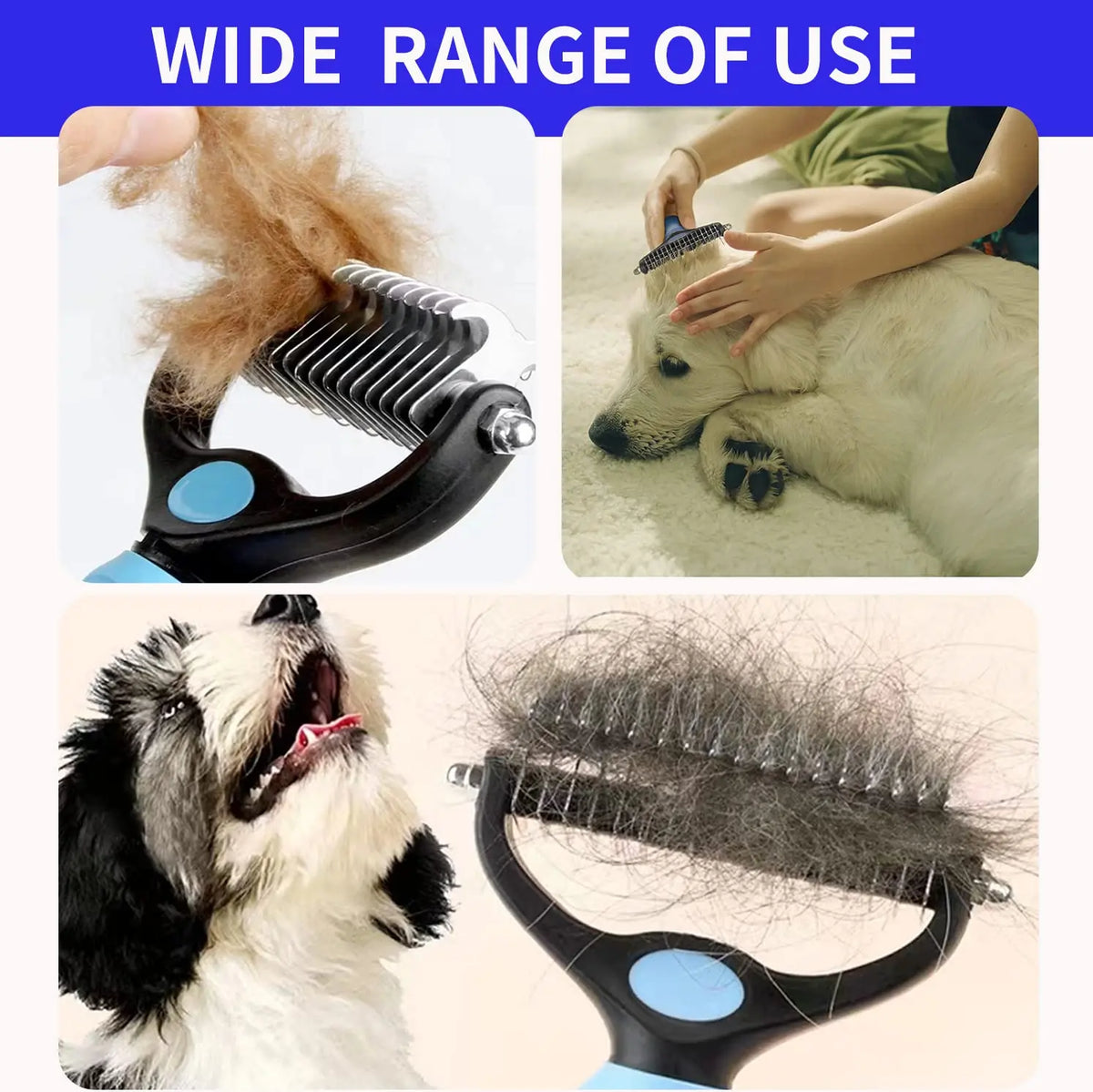 Stainless steel deshedding brush for cats and dogs – photo 6