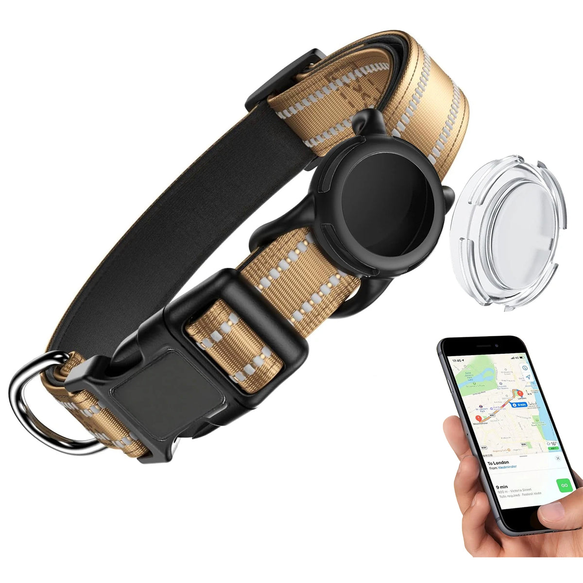Reflective Dog Collar with Tracker Holder – photo 11