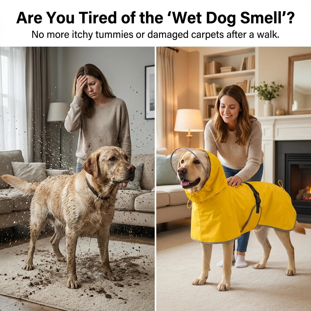 Hooded Waterproof Raincoat for Medium & Large Dogs