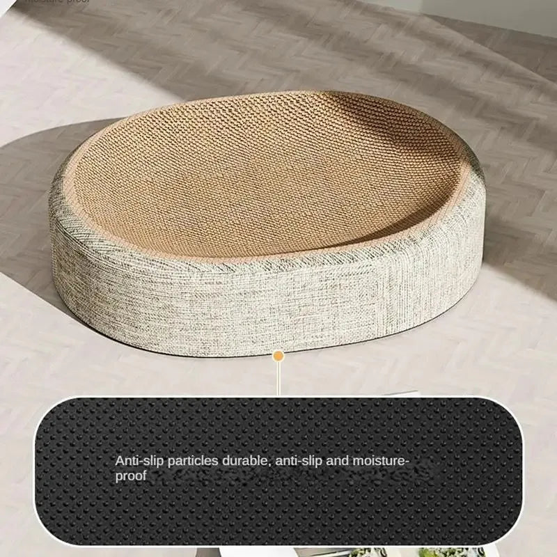 Cat lying on an oval woven cat scratcher bed – photo 5