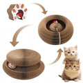 Twisting corrugated cardboard cat scratcher toy with bell ball